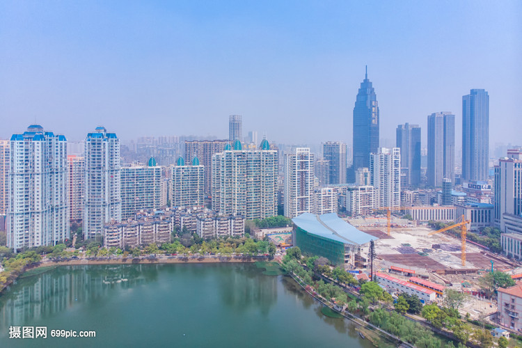 俯瞰武漢漢口城市高樓